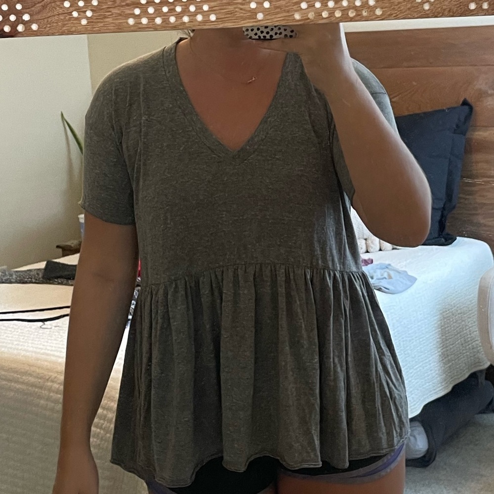 tshirt material v-neck babydoll style shirt